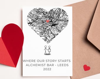 Personalized Where We Met Card – Custom Map Anniversary Gift