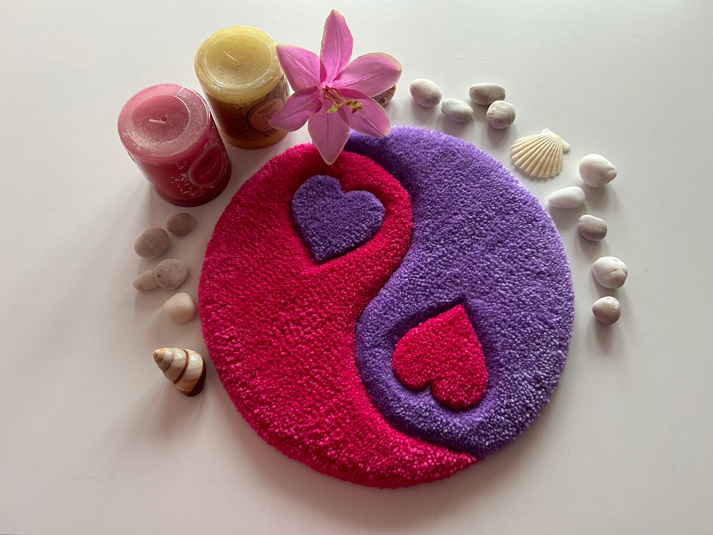 Heart Yin Yang Rug Meditation Decor Home Aesthetic Yin Yang Etsy