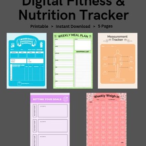 Printable Fitness and Nutrition Tracker / Meal Planner and Workout Log ...