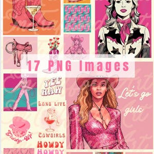 Coastal Cowgirl Digital PNG Pack - Western Clipart - Yeehaw - Howdy - Cowgirl Boots - Pink Cowgirl Aesthetic