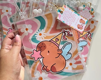 Kawaii Capybara party decoration | Capybara cake topper | Caybara favor bags |