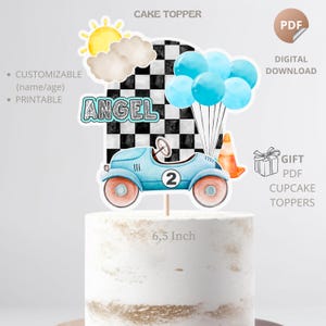 Custom Racing Car Birthday cake topper | Digital Download | Printable
