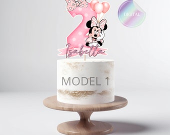 Personalized Pink Mouse Birthday Cake Topper (Digital PDF)
