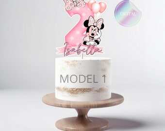 Mouse Girl stampabile Cake Topper, decorazioni per torta rosa mouse, Mouse Party/topo rosa