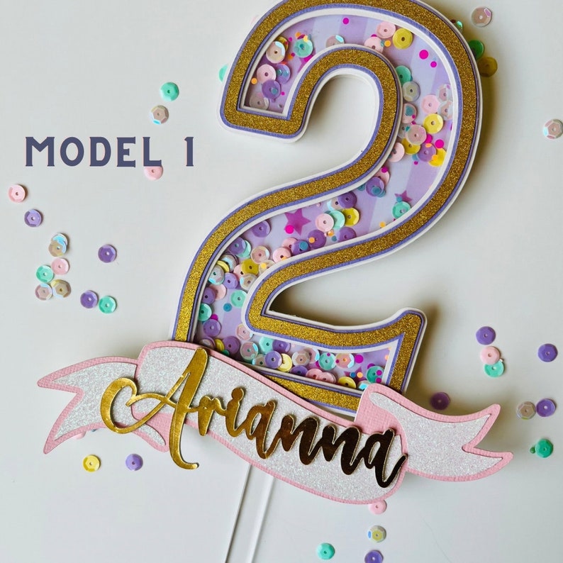 3D Custom Age and Name Cake Topper Custom Cake Topper. Shaker cake topper. Kids Name Cake. 1st Birthday cake topper, unicorn cake topper image 1