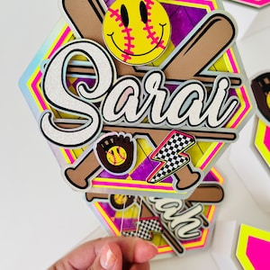 Softball Birthday Cake Topper: Personalized Party Decoration