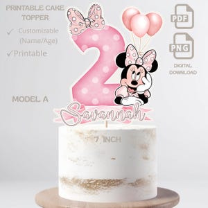 Personalized Pink Mouse Birthday Cake Topper (Digital PDF)