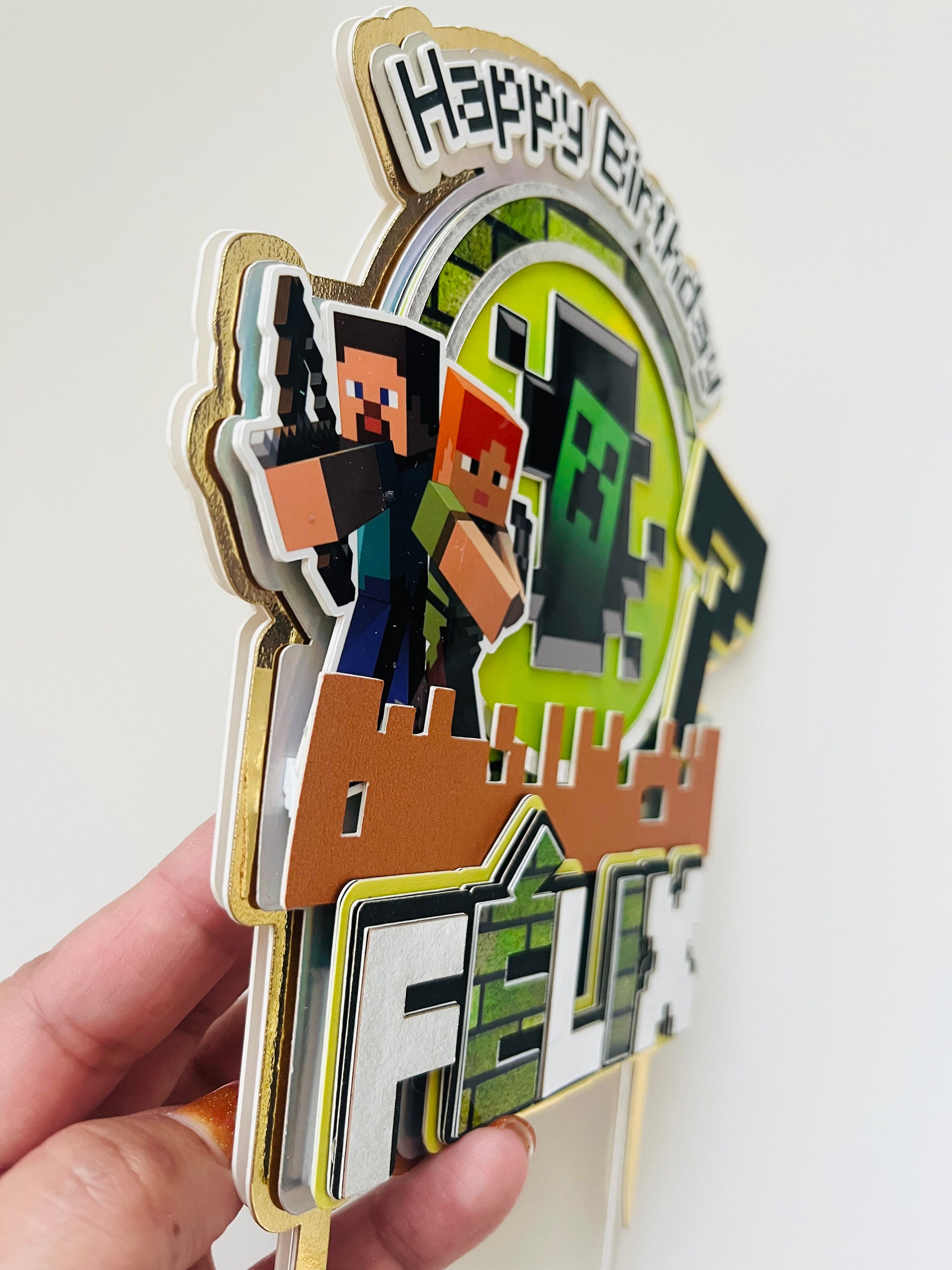 Minecraf - Inspired Cake Topper – Block Game Birthday Decoration for ...