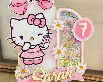 Kitty Birthday Cake Topper: Custom Kawaii Party Decoration