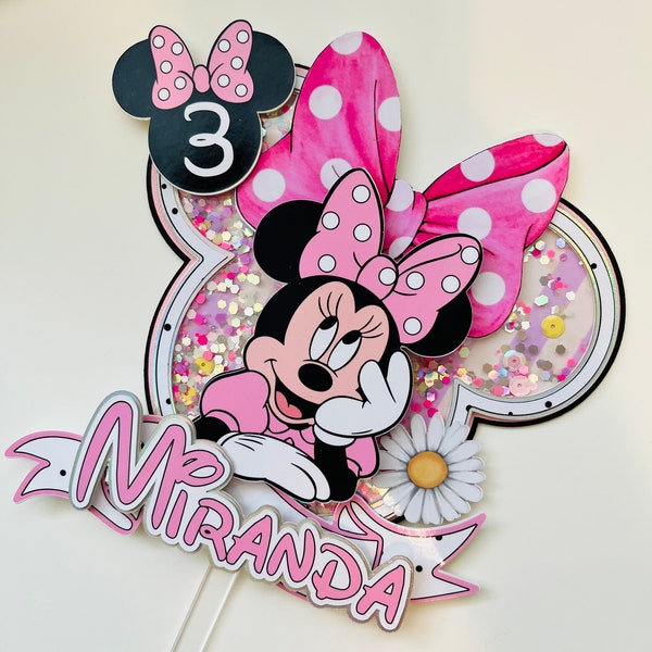 Mouse girl Shaker Cake Topper, Cake Decorations, 3D number Mouse, 3D letter mouse girl, Mouse Party/ pink mouse