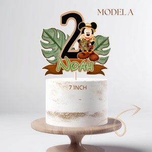 Topper per torta safari con topo stampabile, Topper per torta di compleanno con topo safari Topolino, File digitale