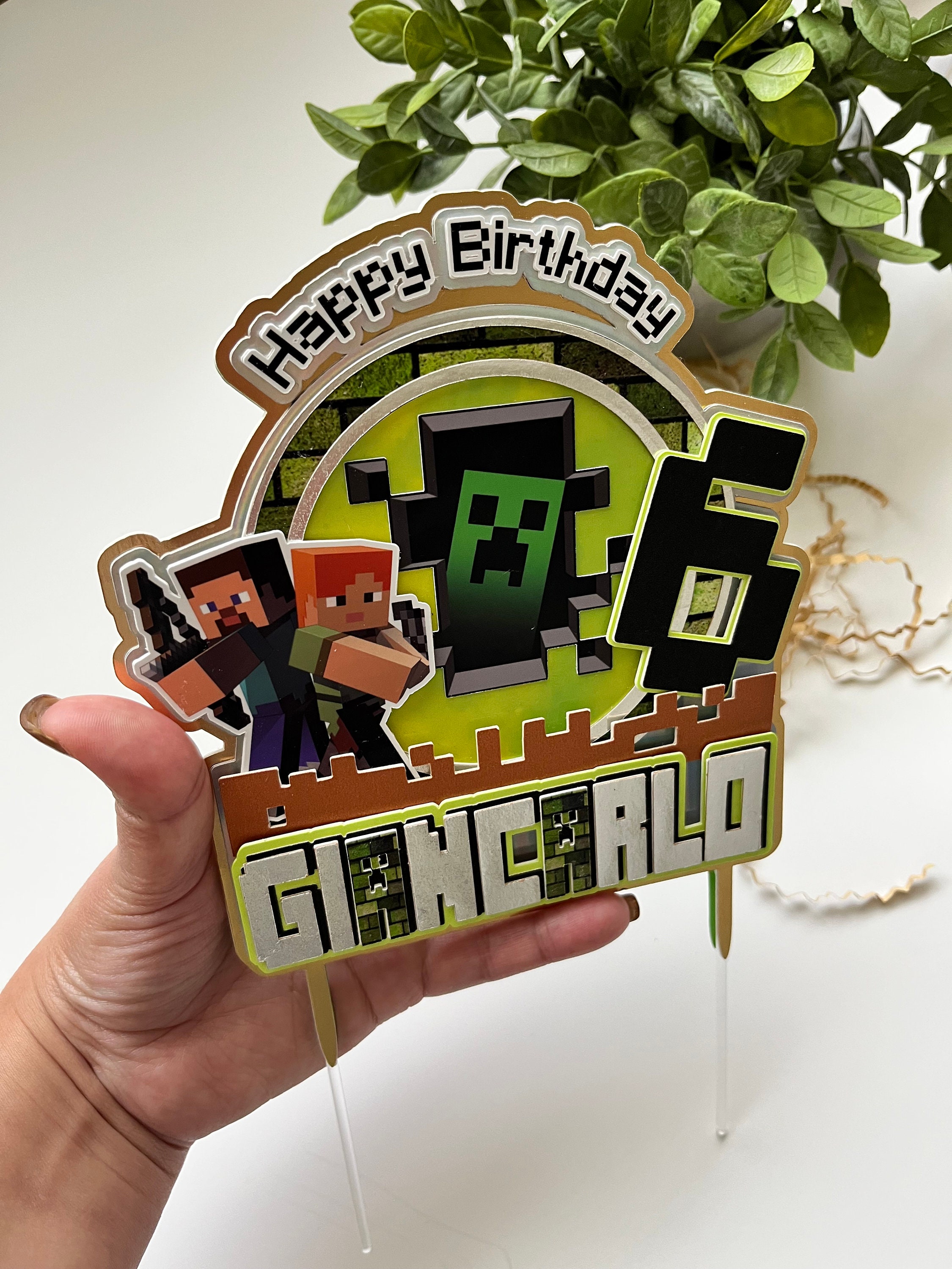 Minecrafter Video Game Cake Topper