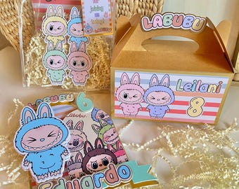 Labu Birthday party. Bubu Monsters Inspired Labu Gable Box. Favor bag Set