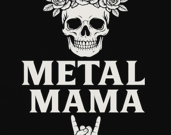 Metal Mama Skull Art Print: Gothic Roses - Heavy Music Decor (Digital Download)