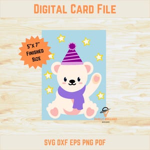 Cartão de aniversário infantil ou convite para festa de aniversário infantil ou bilhete de agradecimento infantil | Download instantâneo de tema de urso interno em branco 3D em camadas Cricut