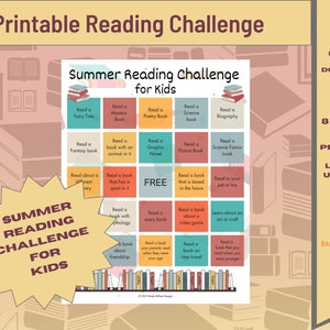 Summer Reading Challenge for Kids | Printable pdf | Instant Download | Digital File | Fun Reading Log for Kids | Grades 1 - 6 | 8.5&quot; x 11&quot;
