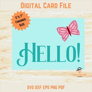 Tarjeta de saludo de mariposa: archivo recortado de tarjeta de felicitación en capas 3D para Cricut / Solo te digo hola, estoy pensando en ti, mejórate pronto (svg)