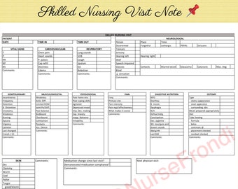 Skilled Nursing Visit Note (Home Health) | Printable | Digital copy | Template | Kinnser
