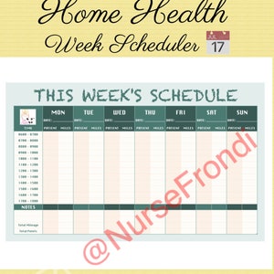 Home Health Week Scheduler | Printable | Digital copy | Template