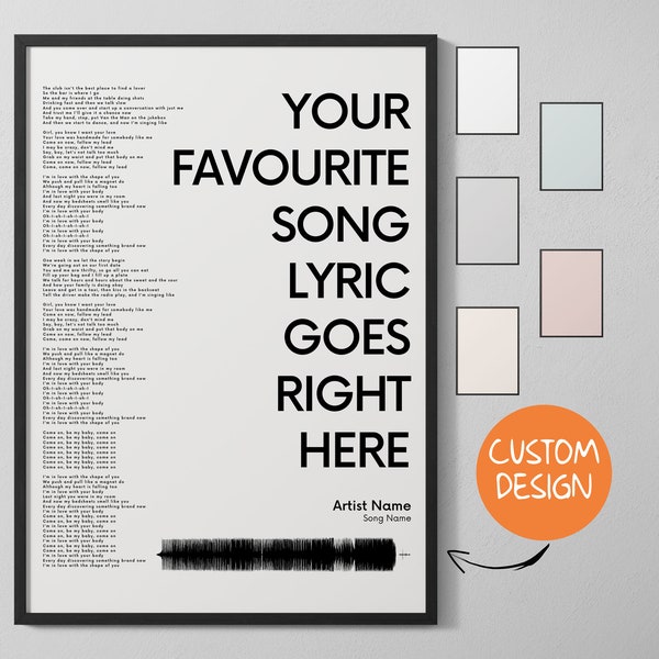 Personalisiertes Poster mit Songtext | Digitaler Download | Kunstdruck Wandkunst Lyrics Lieblingslied Bandposter | Musik Geschenk Idee