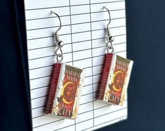 Custom Book Earrings, Stud/Hook Style, Perfect Gift for Book Lovers, Readers, Handmade, YA Fantasy, New Adult Fantasy, Personalized Gift