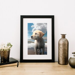 Beach Golden Retriever | Golden Retriever Watercolor Print | Golden Retriever Watercolor Art
