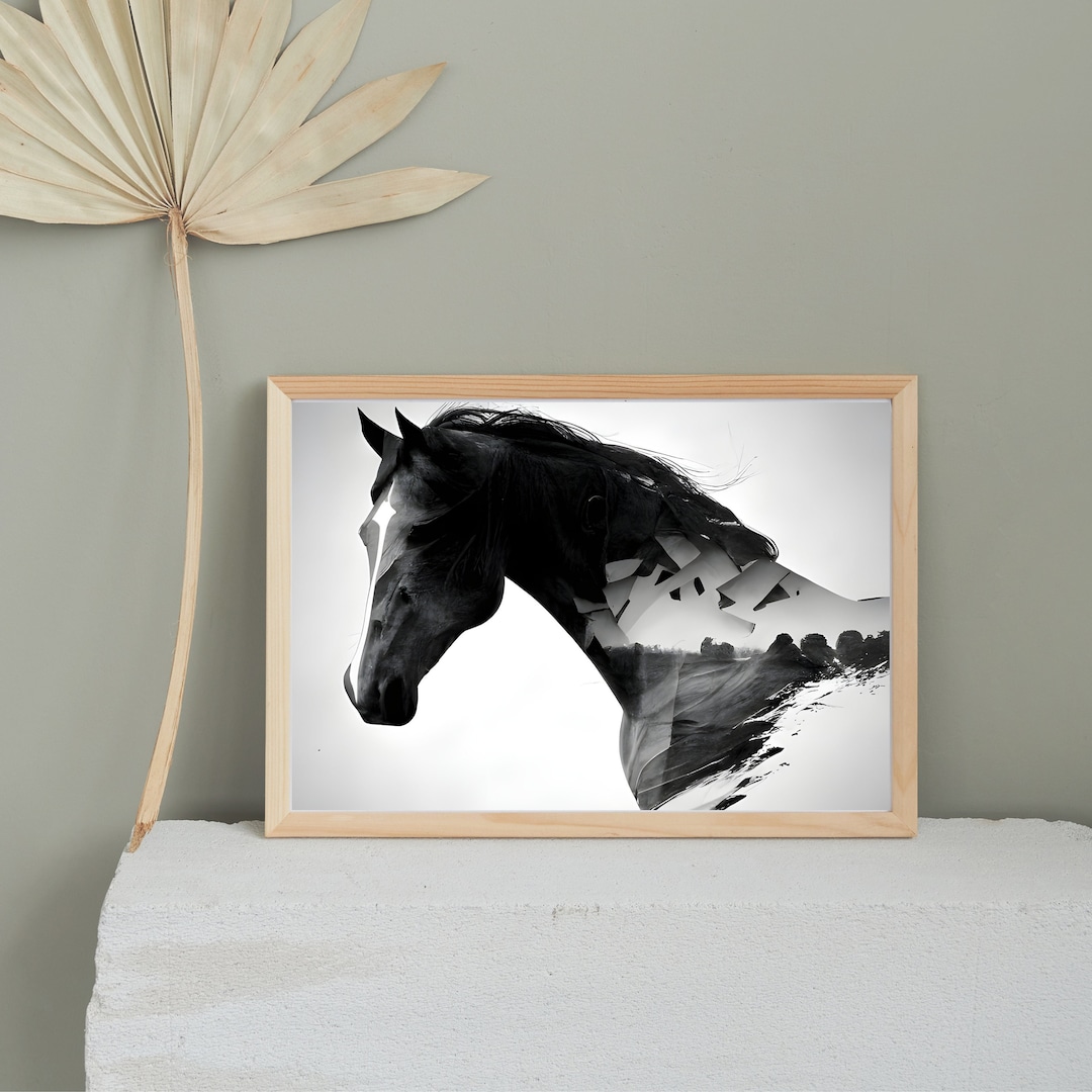 Black and White Abstract Horse Print | Abstract Equine Wall Art | Black ...