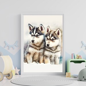 Siberian Husky Watercolor | Husky Watercolor Print | Husky Bathroom Print