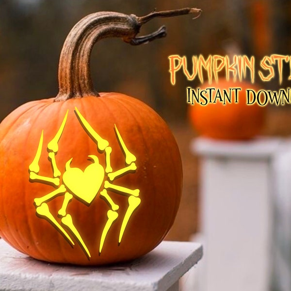 Lovely Spider Stencil, Printable Pumpkin Stencil, Pumpkin Lovely Spider, Pumpkin Carving Template, Halloween, Instant Download