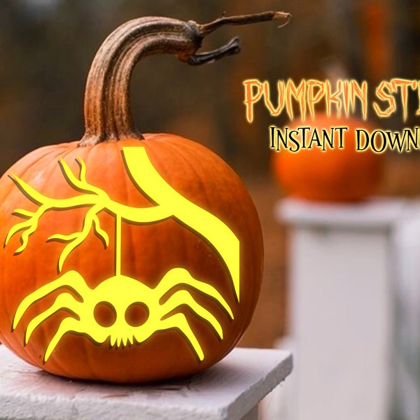 Scary Spider Stencil, Printable Pumpkin Stencil, Pumpkin Scary Spider , Pumpkin Carving Template, Halloween, Instant Download