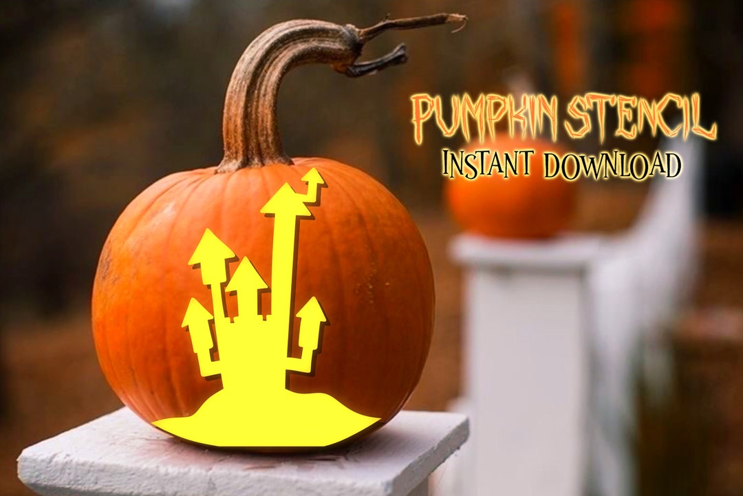 Castle Stencil, Printable Pumpkin Stencil, Pumpkin Scary Castle , Pumpkin Carving Template ...