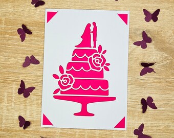 Glückwunschkarte zur Hochzeit - Brautpaar Hochzeitstorte - congratulations card for wedding - handmade