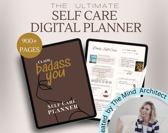 Self Care Digital Planner - Mental Wellness Journal, Mood Tracker – Morning Routine, Affirmations, Mindfulness Journal PDF + BONUS Cover