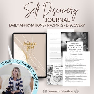 Self Discovery Journal Digital Journal Prompts pdf Printable, Daily Affirmations, Guided Shadow Work Self Love Self Care ADHD iPad GoodNotes