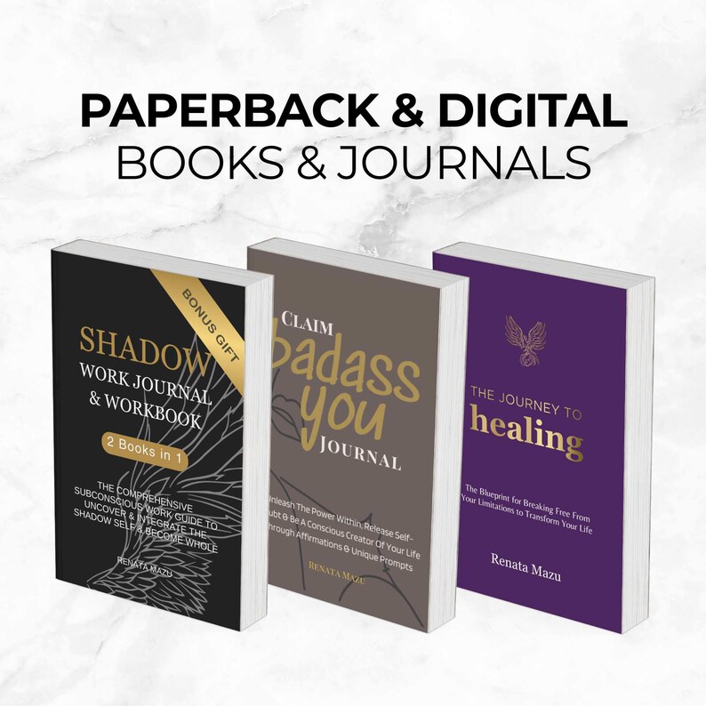 Minimalist inspirational shadow work journal with prompts affirmations inner child anxiety healing therapy gratitude journal digital planner self care wellness mental health goodnotes mindfulness  instant download minimal digital print  book paperback