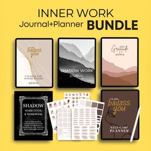 Self-Healing Digital Journal BUNDLE – 7 PDFs | Shadow Work, Self-Care, Gratitude, CBT Worksheets + 741 Stickers (iPad GoodNotes)