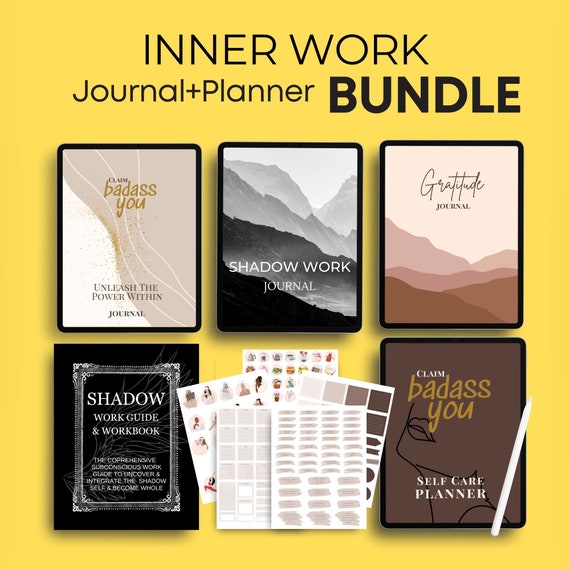 Digital Self-Healing Journal Bundle – Shadow Work, CBT, 741 Stickers (PDF)