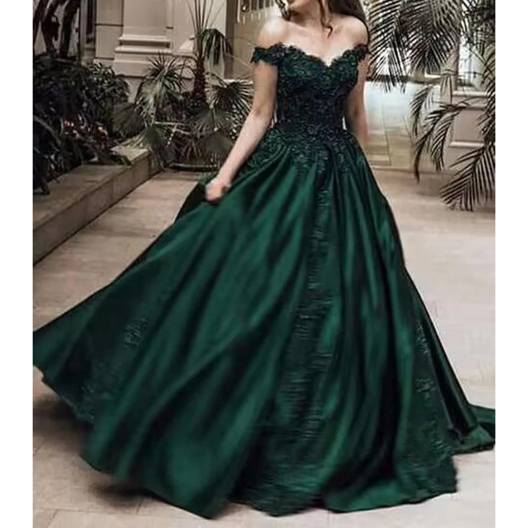 One Shoulder Front Split Maxi Dress - Emerald Green