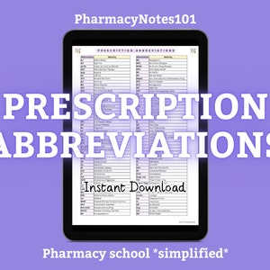 Pharmacy Prescription Abbreviations, Pharmacy Sig Codes, Medical Abbreviations