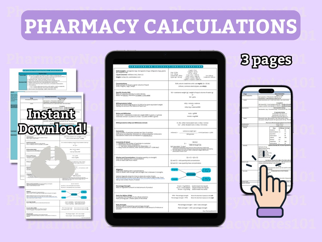 Pharmacy Calculations, Drugdose Conversions, Pharmacy Compounding
