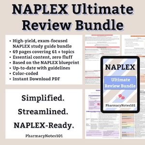 2025-2026 NAPLEX Pharmacy Review Bundle, NAPLEX Prep, Pharmacy School Notes, Pharmacy Student Study Guide, Digital Download