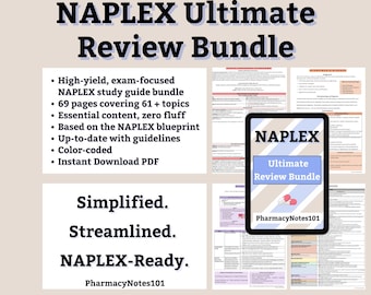 Pacchetto di ripasso di farmacia NAPLEX 2025-2026, preparazione NAPLEX, appunti della facoltà di farmacia, guida allo studio per studenti di farmacia, download digitale