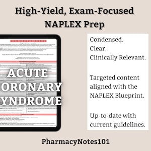 ACS Study Guide, NAPLEX Prep, NAPLEX Review, Pharmacy School Notes, Pharmacy Student Study Guide, Digital Download