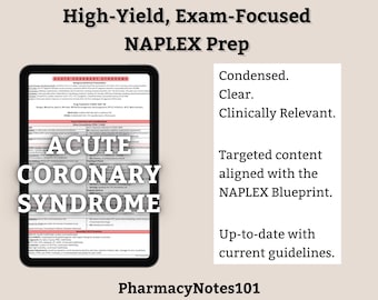 ACS Study Guide, NAPLEX Prep, NAPLEX Review, Pharmacy School Notes, Pharmacy Student Study Guide, Digital Download