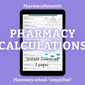 Pharmacy Calculations, Drug-Dose Conversions, Pharmacy Compounding Calculations, NAPLEX Calculations, Pharmacy Math Reference Guide