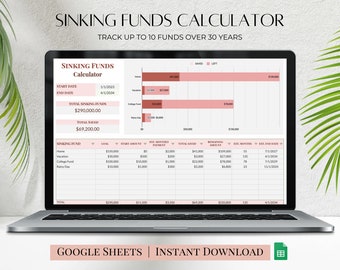 Sinking Funds Calculator Spreadsheet for Google Sheets Multiple Colors Available, Savings Tracker Dashboard, Debt Tracker, Financial Planner