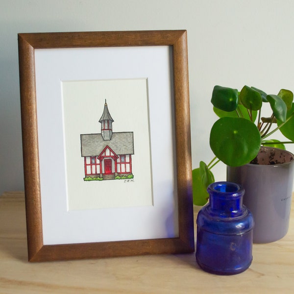 Chapel of Isaac Jogues, Harbor Island, Lake George - 3x5 Original Watercolor Artwork