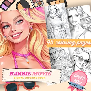 Barbie Movie digital coloring book, featuring Margot Robbie as Barbie!