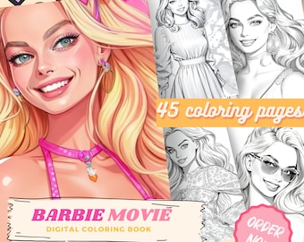 Barbie Movie digital coloring book, featuring Margot Robbie as Barbie!