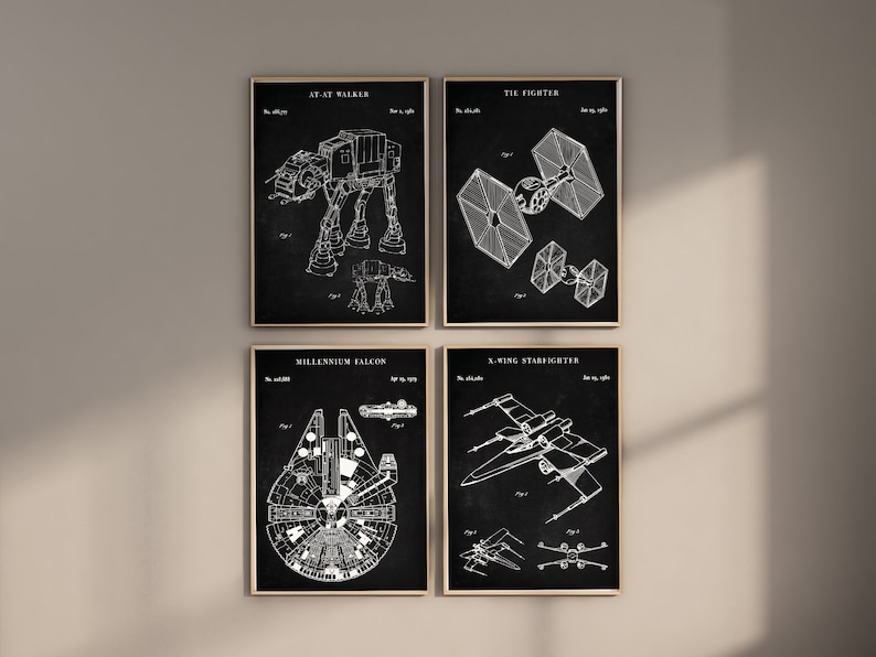 Star Wars Patent Prints: Chalkboard Art, Set of 4 (digital Download) - Etsy